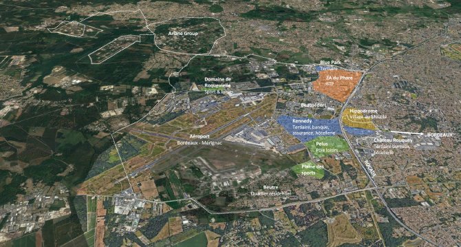 Vue aérienne du périmètre de l'OIM Bordeaux Aéroparc