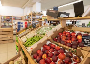 vue de fruits dans des étales d'un petit commerce