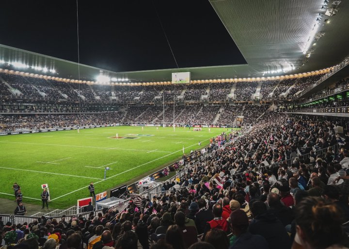 Vue des tribunes et de la pelouse du stade Atlantique lors d'un match de rugby du TOP14