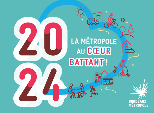 affiche carte de voeux 2024. La métropole au coeur battant