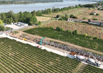 Vue de drone des travaux de la Jalle de la presqu'ile d'Ambés