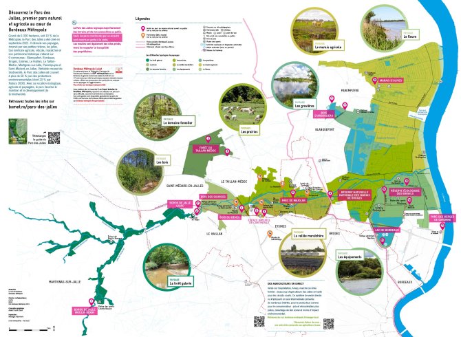 Carte du parc des jalles avec les informations des balades à y faire.