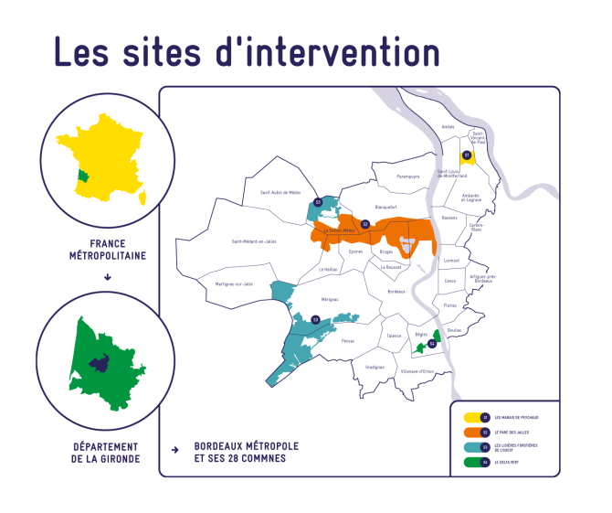 carto sites d'invervention en France métropolitaine et dans le département de la Gironde