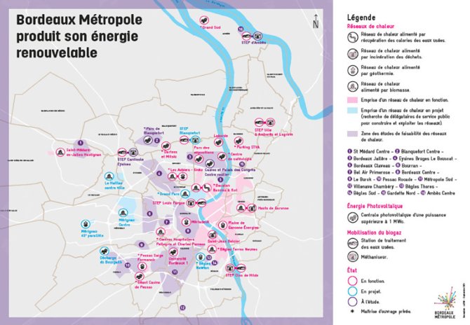 Carte des réseaux de chaleur dans la métropole