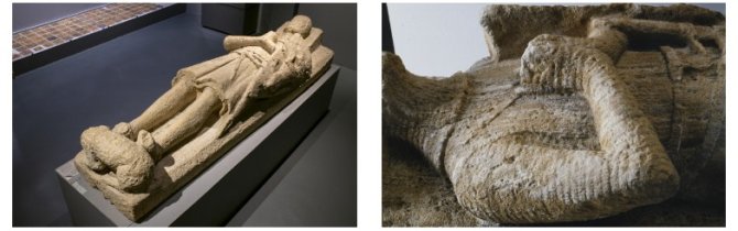 Deux images de la sculpture du chevalier couronné