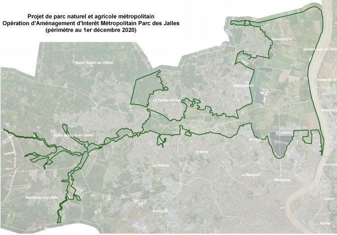 Plan du périmètre du Parc des Jalles