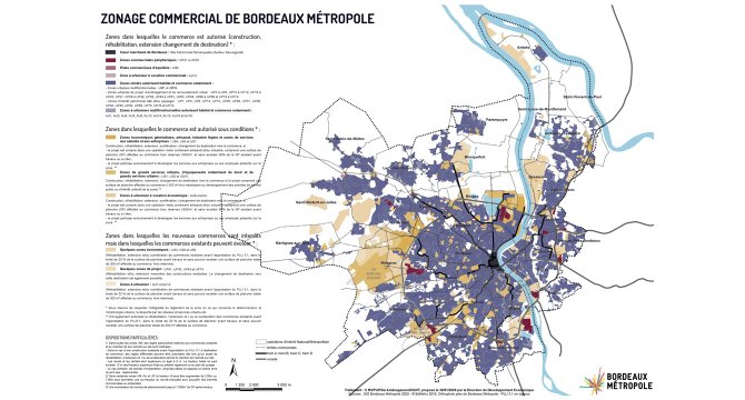 Carte du zonnage commercial de Bordeaux métropole