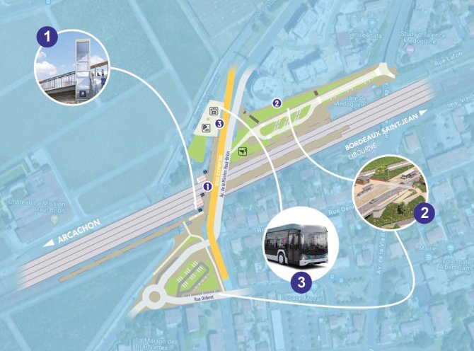 Illustration du pôle d'échanges multimodal de Talence Médoquine