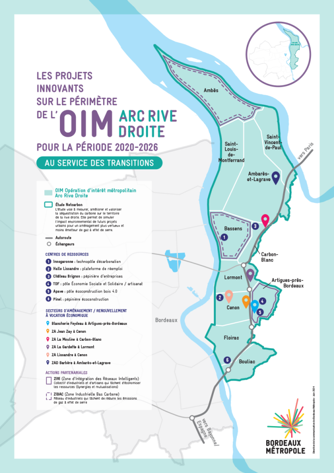Carte des projets innovants de l'OIM arc rive droite 2020-2026