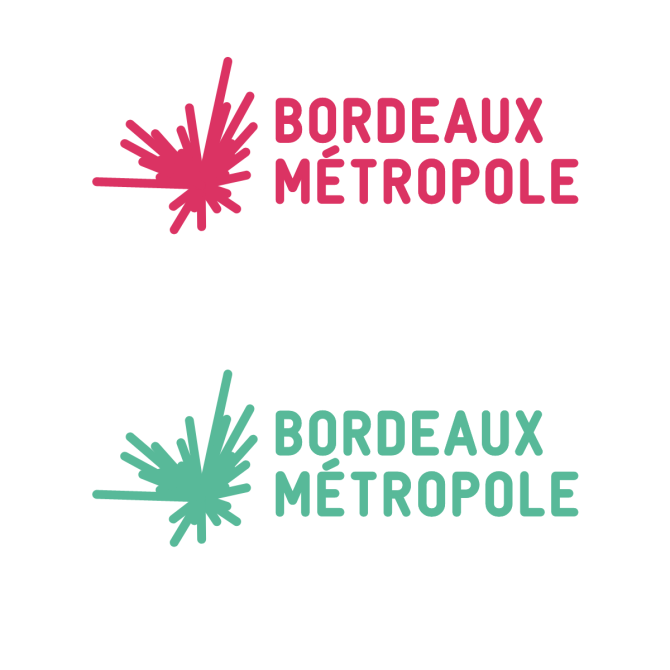 Logos de Bordeaux Métropole version monochrome fushia et vert pastel