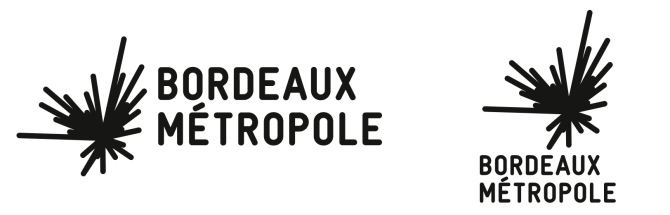 Logos de Bordeaux Métropole monochrome noir version horizontal et version verticale sur fond blanc