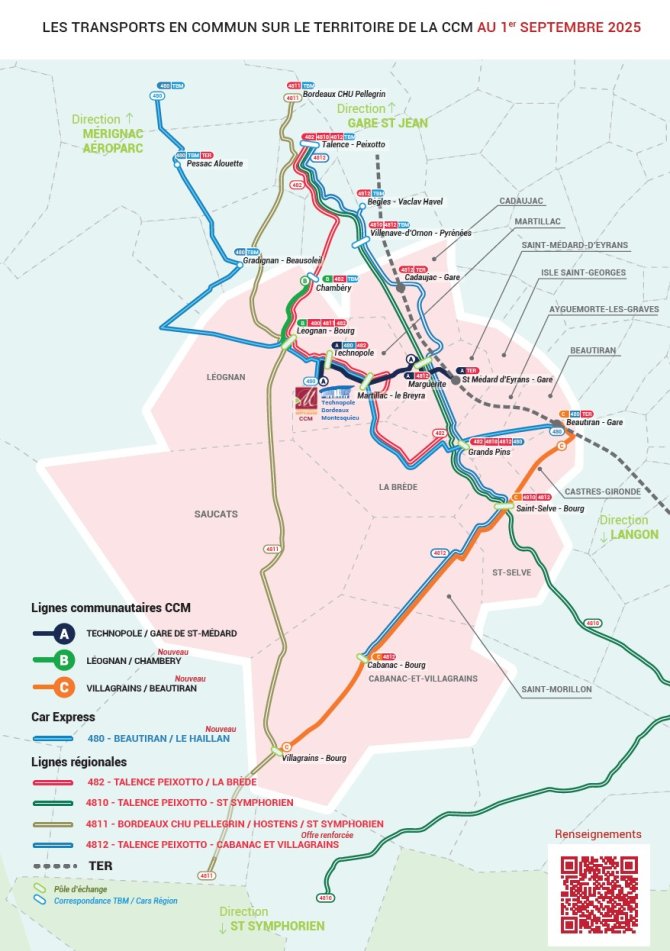 Plan des lignes de cars express et des lignes régionales TER
