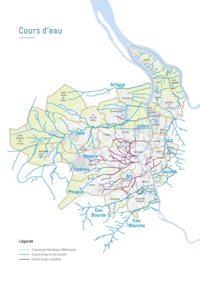 Cartes des cours d’eau dans la métropole bordelaise