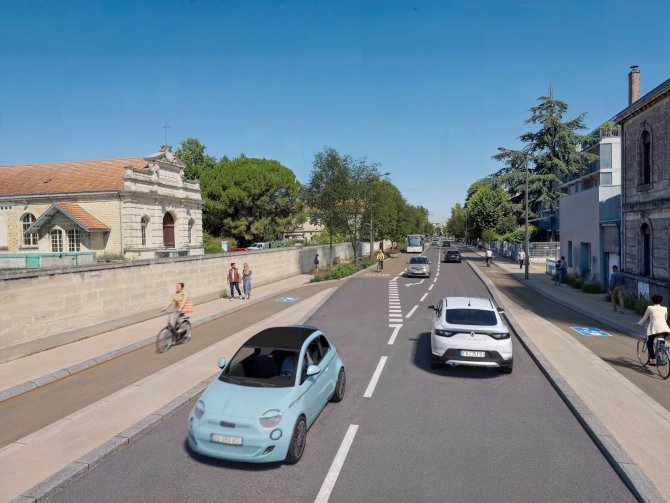 Image de synthèse de la rue Albert Thomas dans le secteur de la Route de Toulouse