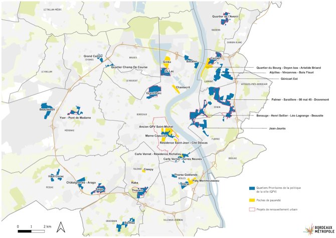 Carte des quartiers et poches de pauvreté