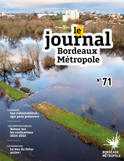 Une du journal de bordeaux metropole avec photo d'une digue recouverte d'eau